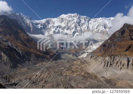 Beautiful view of Annapurna Mountain from Annapurna Base Camp (ABC) in Nepal Himalaya. 127850569