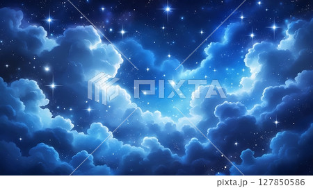 Mystical Blue Cosmic Clouds with Shimmering Starry Sky 5-3 Mystical Blue Cosmic Clouds with Shimmering Starry Sky 5-3 127850586