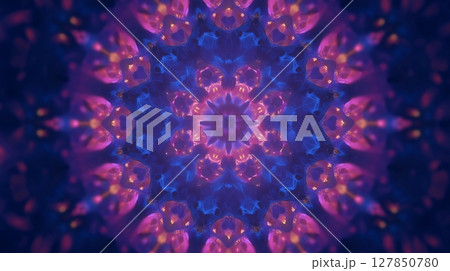 幻想的なブルーの万華鏡効果背景 抽象イメージ背景 127850780