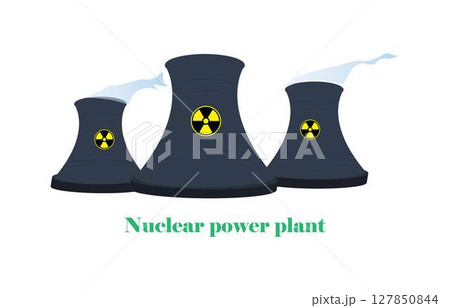 illustration of physics and technology, Nuclear power plant, the thermal power plants , Cooling tower of nuclear power plant, power supply system 127850844