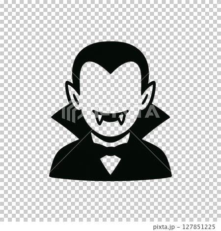 德古拉線描圖標，插圖，素材，無背景，無表情，萬聖節 127851225