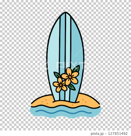 花柄のサーフボードのかわいいイラスト(夏・海・手描き風) 花柄のサーフボードのかわいいイラスト(夏・海・手描き風) 127851492