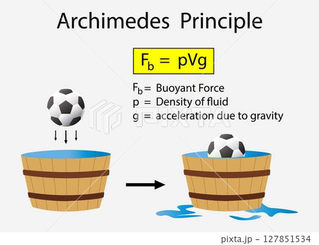 illustration of physics, Archimedes Principle, The buoyant force illustration, Archimedes principle experiments and buoyant force, Positive negative and neutral buoyancy illustration of physics, Archimedes Principle, The buoyant force illustration, Archimedes principle experiments and buoyant force, Positive negative and neutral buoyancy 127851534