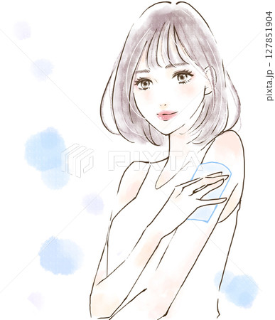 汗を拭く女性のイラスト 爽やか 身だしなみ 汗を拭く女性のイラスト 爽やか 身だしなみ 127851904