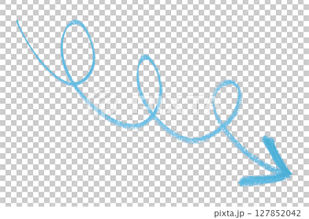 Light blue arrow symbol colored pencil isolated on transparent background 127852042