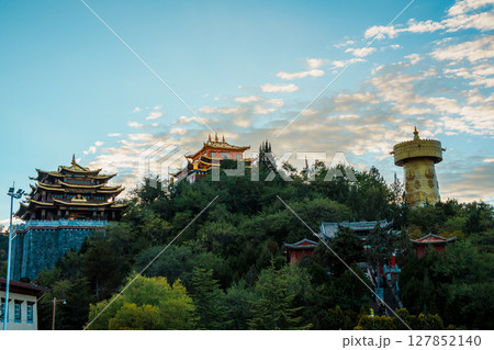 Guishan Park with Dafo Temple and Giant Golden Prayer Wheel Guishan Park with Dafo Temple and Giant Golden Prayer Wheel 127852140