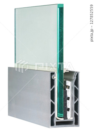 Innovative glass structure featuring modern design and engineering techniques for construction. Isolated on white background. Innovative glass structure featuring modern design and engineering techniques for construction. Isolated on white background. 127852559