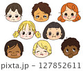 いろいろな表情の子供たち　控えめ表情セット2   手描き 127852611