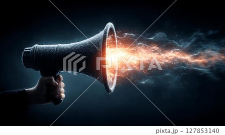 megaphone on dark background megaphone on dark background 127853140