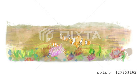 クマノミの夏休み – 夕焼けの海   Clownfish Summer – Sunset Ocean 127853162