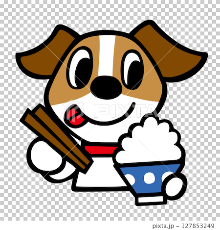 Jack Russell Terrier dog character: "Let's eat" pose Jack Russell Terrier dog character: "Let's eat" pose 127853249