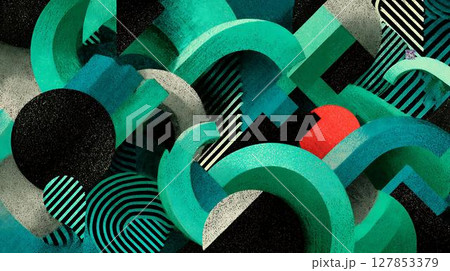 abstract dark room with concrete structure 127853379