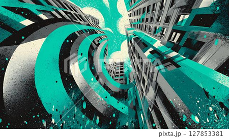 abstract dark room with concrete structure 127853381