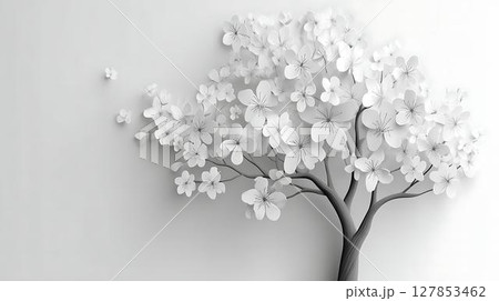 white flowers on a gray background 127853462