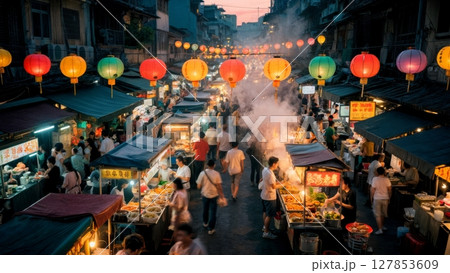 Vibrant Street Food Market, Culinary Journey, Local Culture, Authentic Experience. Great for food blogs, travel guides, cultural experiences Vibrant Street Food Market, Culinary Journey, Local Culture, Authentic Experience. Great for food blogs, travel guides, cultural experiences 127853609