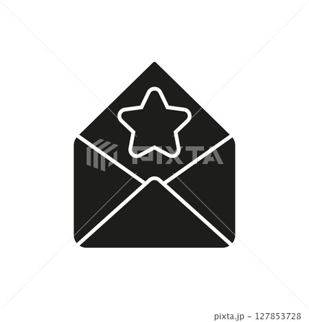 Open Envelope With Star Solid Icon. Featured Mail, Important Message, And Vip Invitation Silhouette Symbol. Special Correspondence Highlight. Isolated Vector Illustration 127853728