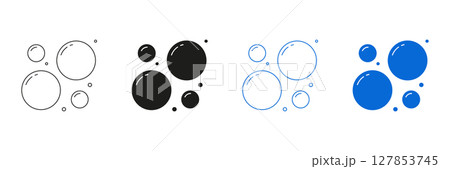 Washing Bubbles And Bath Foam Line And Solid Icon Set. Floating Air Clusters And Water Droplets Symbol Collection. Isolated Vector Illustration 127853745