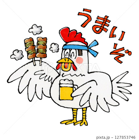 ニワトリと焼き鳥 127853746