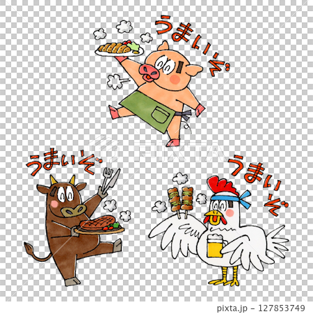 肉類角色（豬、牛、雞） 127853749