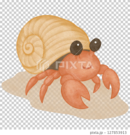 寄居蟹在沙灘上行走水彩 127853913