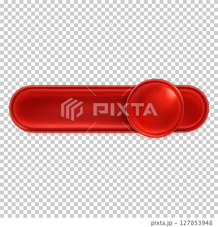 紅色發光液體玻璃風格滑桿按鈕，水平 UI 部分帶有發光圓形按鈕，光滑紋理紅色介面 127853948