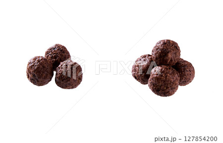 chocolate corn balls isolated on white background, clipping path. 127854200