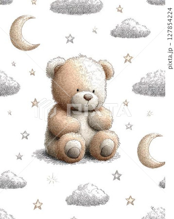 seamless pattern with cute bear animal 127854224