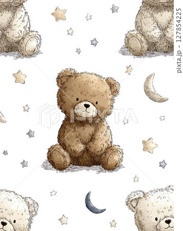 seamless pattern with cute bear animal 127854225