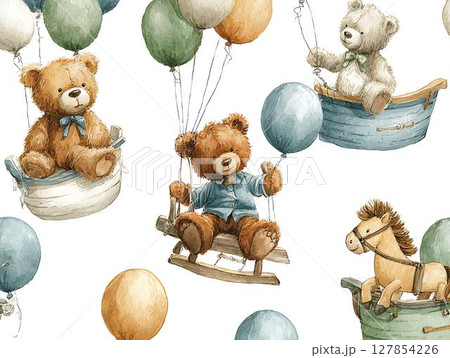 seamless pattern with cute bear animal 127854226