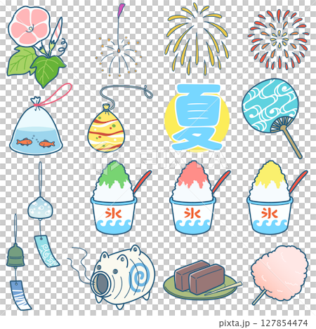 Pop and cute Japanese summer item set: with main lines 127854474