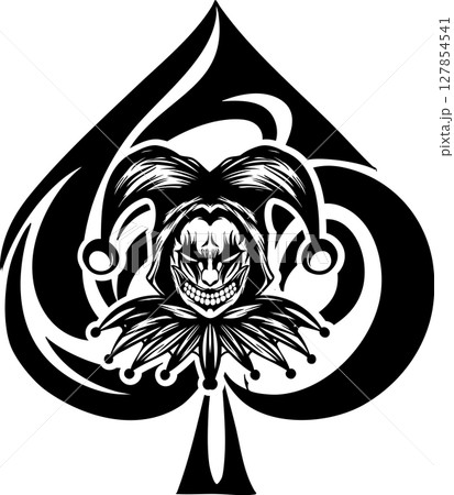 ジョーカーとスペードのロゴマーク ジョーカーとスペードのロゴマーク 127854541