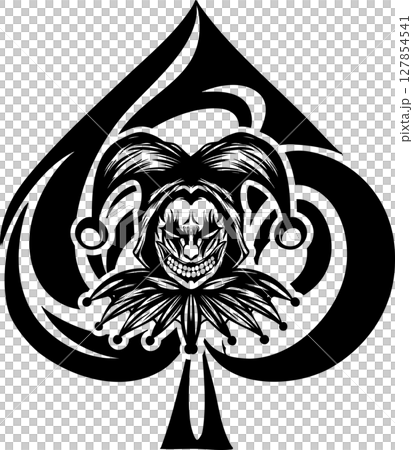 ジョーカーとスペードのロゴマーク ジョーカーとスペードのロゴマーク 127854541