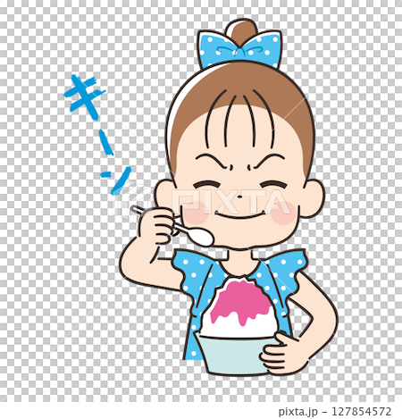 吃完刨冰後頭很冷的女孩 吃完刨冰後頭很冷的女孩 127854572