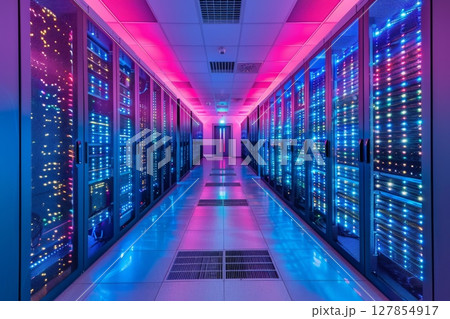 computer servers room at data center. Concept of technology and innovation 127854917