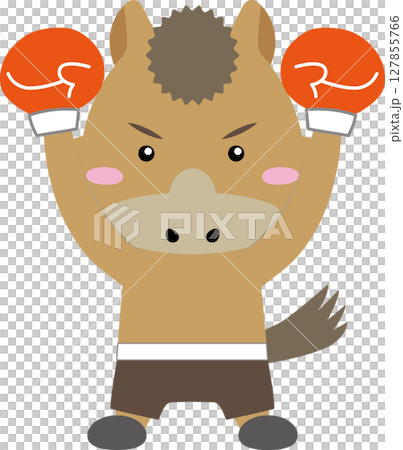ボクシングで勝利を掴んだ馬キャラクター 127855766