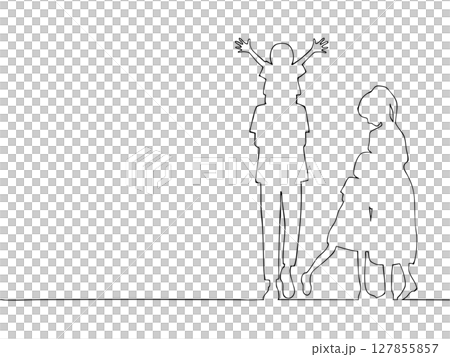 幸福、友善的家庭的形象剪影插圖 幸福、友善的家庭的形象剪影插圖 127855857