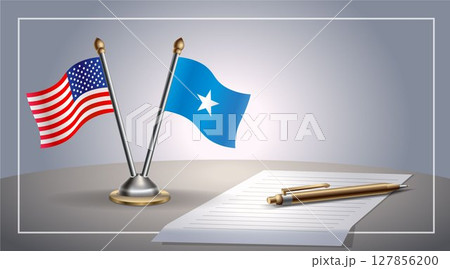 Small national flag of United States (USA) and Somalia flag Relation, Template Vector Illustration Small national flag of United States (USA) and Somalia flag Relation, Template Vector Illustration 127856200