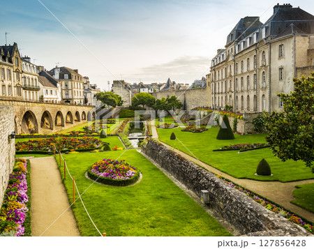 Ermine Castle and its blossoming garden, old town of Vannes in Brittany, Morbihan department, France 127856428