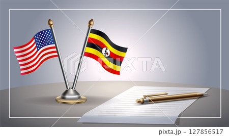 Small national flag of United States (USA) and Uganda flag Relation, Template Vector Illustration Small national flag of United States (USA) and Uganda flag Relation, Template Vector Illustration 127856517
