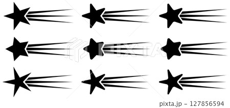 様々な形の流れ星アイコンのベクターイラストセット 127856594