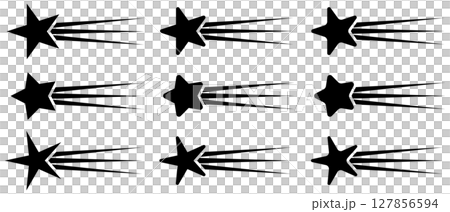 様々な形の流れ星アイコンのベクターイラストセット 127856594