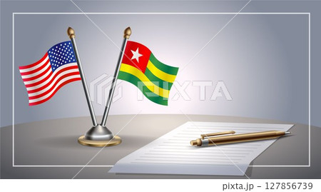 Small national flag of United States (USA) and Togo flag Relation, Template Vector Illustration 127856739