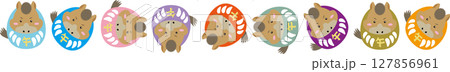 カラフルなだるまの馬キャラクター・午年素材（全9色セット） 127856961