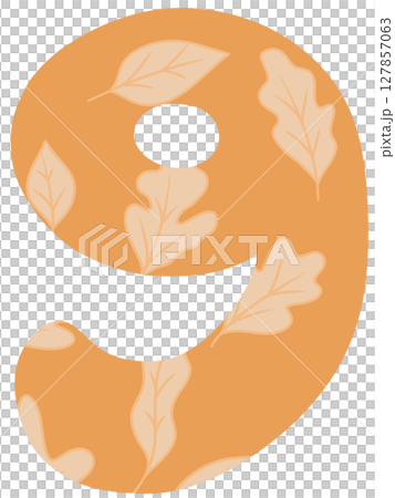 Drawing number in autumn pattern style zeros to nine 127857063