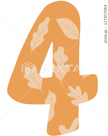 Drawing number in autumn pattern style zeros to nine 127857064