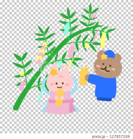 織姬和彥星（人物）為七夕裝飾 127857289