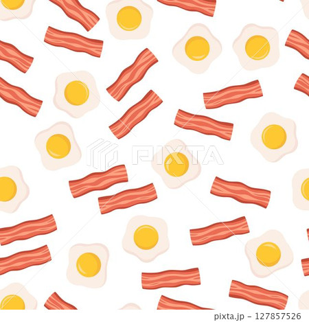 seamless pattern with egg and bacon 127857526