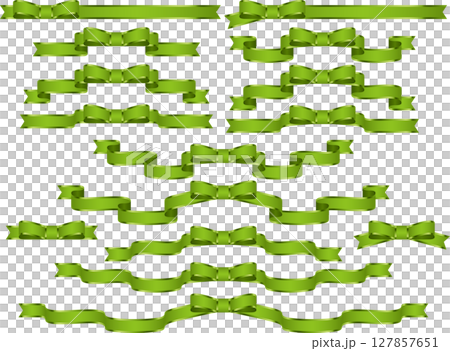 リボン、4黄緑、蝶縁 127857651