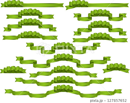リボン、4黄緑、波縁 リボン、4黄緑、波縁 127857652