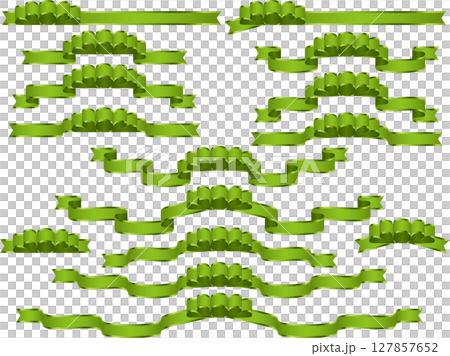 リボン、4黄緑、波縁 リボン、4黄緑、波縁 127857652